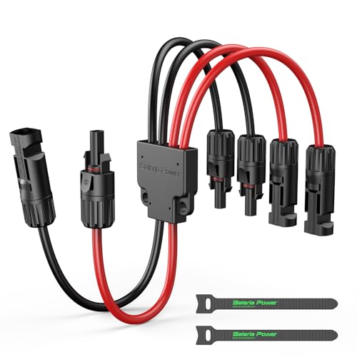 Bateria Power Solar Connectors for 2 Solar Panels, IP68 Waterproof Solar Panel Connectors Splitter...