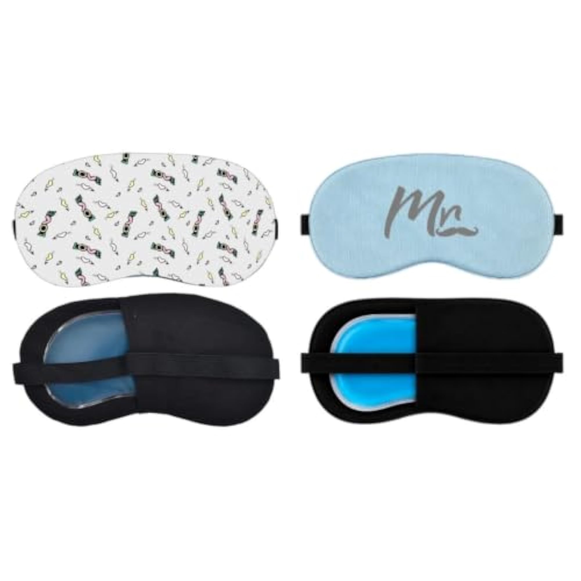 Pack of 2 Adjustable Soft Blindfold Sleeping Masks for Travel