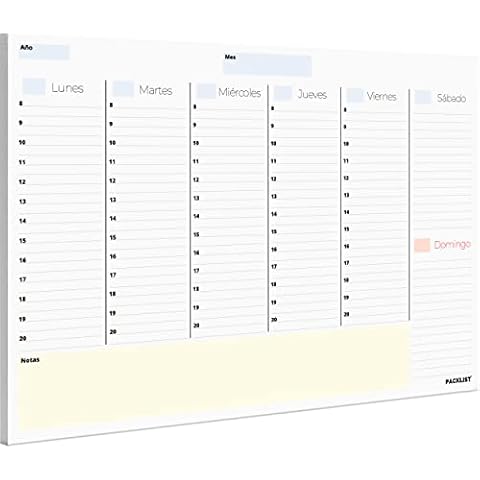 PACKLIST Planificador Semanal sin Fecha A4 Cover