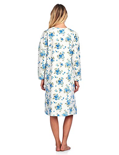 Casual Nights Women's Flannel Floral Long Sleeve Nightgown - Floral Blue - XX-Large