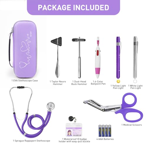 Scian 13 Pcs Stethoscope Case Kits, Supplies Inclued, Perfect Nurse Gift Stethoscope Holder for Nurse Medical Student, Purple Portable First Aid Kit Bag with Medical Scissor,Nurse Accessories for Work - Image 4