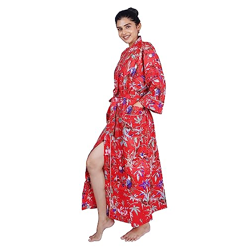 Namaste Trends Cotton Kimono Robe Dressing Gown Bird Print Pattern2