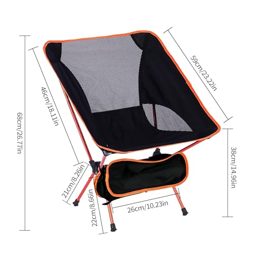 Aluminiumrahmen Campingstuhl Ultraleicht, Campingstuhl Faltbar Klein Bis 140 Kg, Tragbarer Klappbare Campingstühle, Klappstuhl Camping Leicht Für Picknick Angeln Outdoor Beach