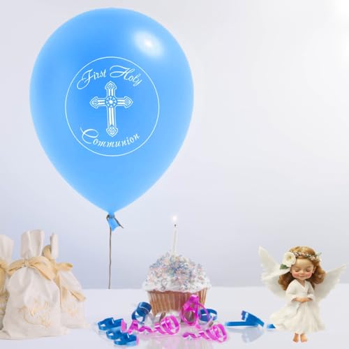 Ballons Communion Garçon pour une Décoration de Table Transparente et Bleue - 3