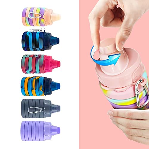 Konlongzan Collapsible Water Bottles 3 Pack Travel Water Bottle Portable Hiking Water Bottle With Leak Proof Twist Cap 500Ml Reusable Bpa Free Silicone Water Bottles. (Black+Purple+Blue) #TOP3
