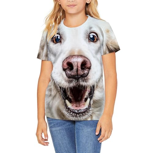 Kid All Over Print 3D Graphic Funny Dog Face Short Sleeve T Shirts for Boys Girls2