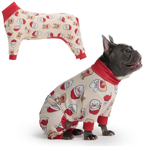 Image of Spark Paws Dog Christmas Pajama, Dog Recovery Suit Male, Onesie, Ultra-Soft and 4-Way Stretch, for Small Medium and Large Breeds - Santa and Rudolph - XL
