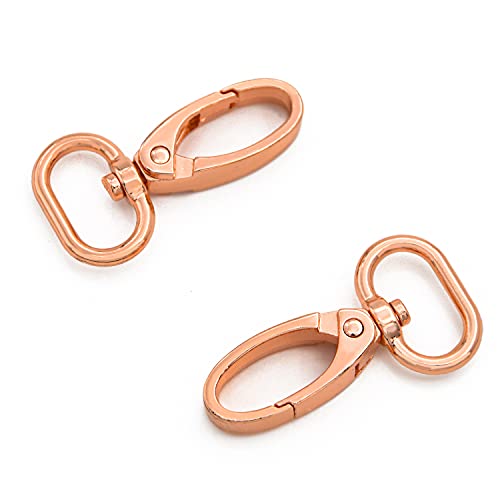 15 Pcs Oval Ring Lobster Clasp Claw Push Gate Trigger Clasps Swivel Snap Hooks for Leather Craft Straps Lanyard Ribbons (Rose Gold, 3/4 inch)