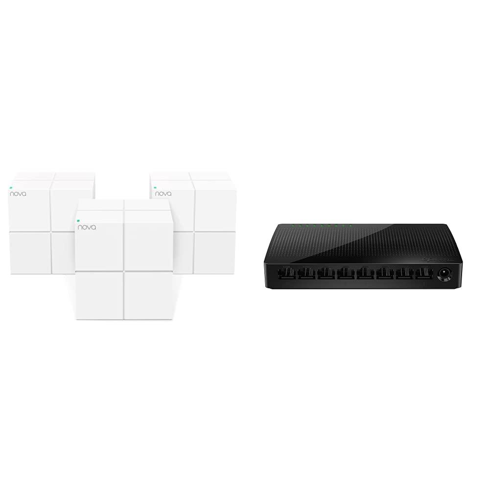 NOVA MW6 3-Pack, Mesh Wi-Fi System (x1) Bundle with Tenda SG108, 8-Port Gigabit Ethernet Splitter (x