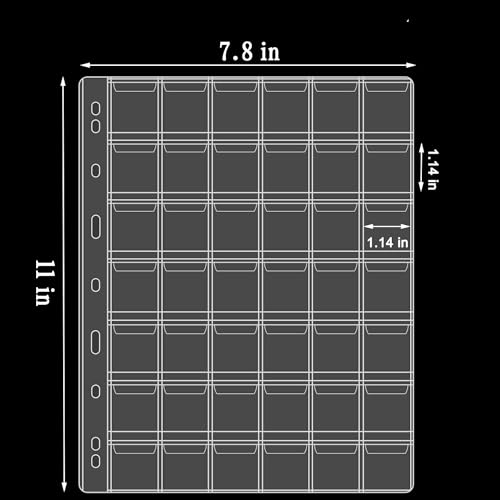 Ettonsun 12 Sheets 42-Pocket Coin Collecting Pages Coin Sleeves - Image 3