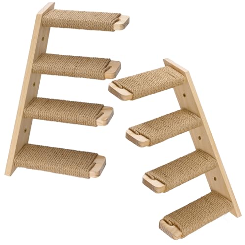 2 Pack 4 Steps Cat Wall Shelves and Stairs con cuerda sisal miniatura 2