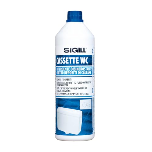 Sigill - Disincrostante per Cassette WC, Flacone da 1000 ml, Rimuove Calcare e Incrostazioni, Ripristina il Funzionamento di Scarichi Interni ed Esterni, Azione Potente e Sicura