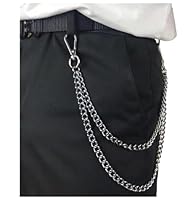 Stilvolle Edelstahl-Geldbörsen-Kette für Männer und Frauen, 40+50cm lang, mit Punk-Schlüsselanhänger. Ideal als Hose- oder Jean-Kette für Biker und Trucker (Silber)