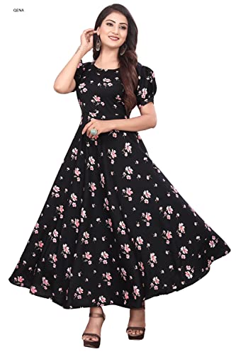 Image of FLARED ALINE MAXI DRESS WITH FLORAL PRINT FOR WOMEN