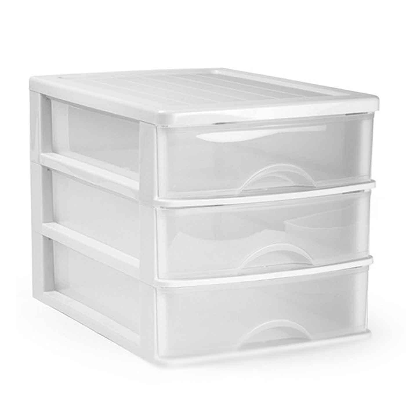 AC - Cajonera de Almacenamiento sobremesa con 3 cajones, Torre de almacenamiento multiusos para oficina, hogar, escuela, etc. 26,8 x 27 x 35,5 cm. Color blanco