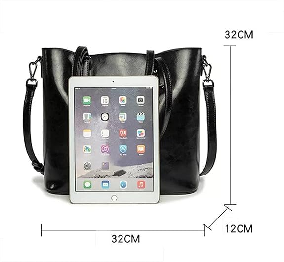 Image of Women's Handbag Tote Bag Premium PU Leather Shoulder Bag with Top Handle & Detachable Strap - Stylish Large Capacity Purse for Office, Casual & Party Use (BlackS)