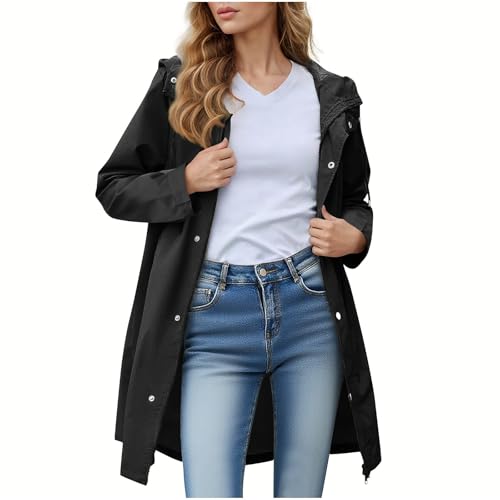Veste imperméable femme longue et respirante avec capuche réglable