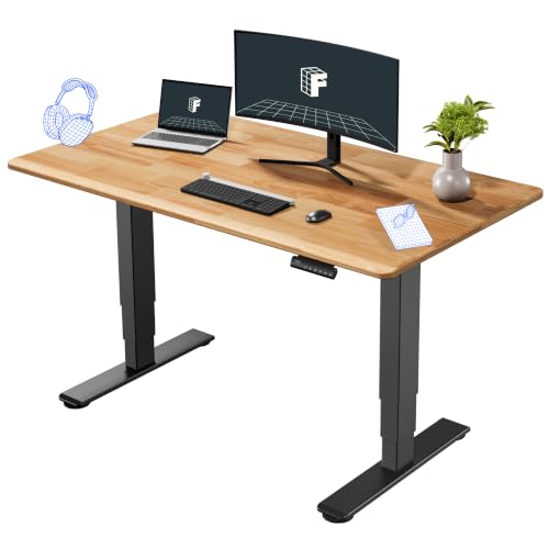 Image of FLEXISPOT E6 Solid Wood Dual Motor 3-Stage Electric Standing Desk, 55 x 28