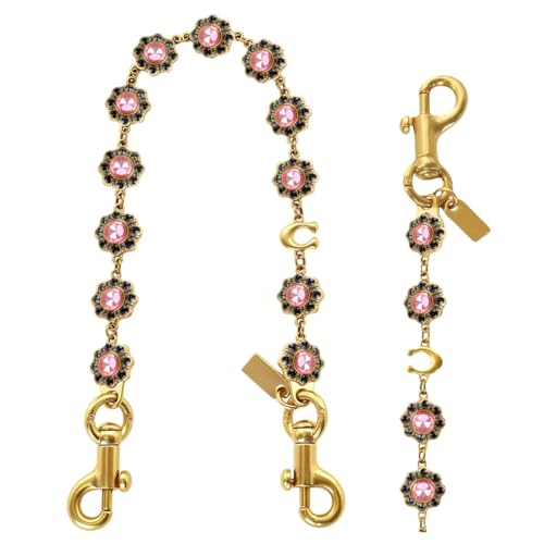 Image of SANNIDHI Bag Chain Charms Pink Floral Rhinestone Purse Chains Sparkling Gold Link Bag Chains for Handbags Metal Wallet Chain Charms for Women Girls