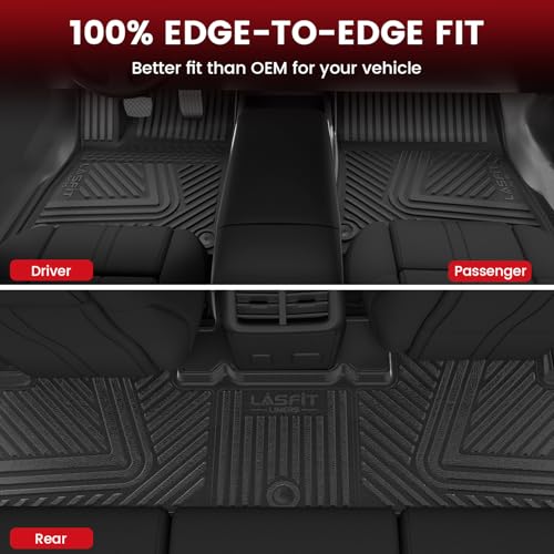 Image of LASFIT Floor Mats for Rivian R1T 2022-2024, Front & Rear, Custom Laser Fit | Premium TPE Liners, Raised Edge Design, Full Edge Coverage Car Mat, Refined Interior Protection, Easy to Wash