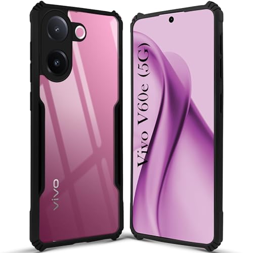 Image of Jkobi Hybrid Back Cover Case for Vivo V60e (Shockproof with Polycarbonate Clear Panel | Professional Black)