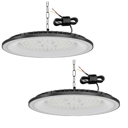 Niserelesa 2pack 200W Naves Industriales LED UFO, foco interior IP66, 20000 lúmenes, iluminación interior de alta eficiencia, luz LED de taller para almacenes, garajes, (2, 200W)