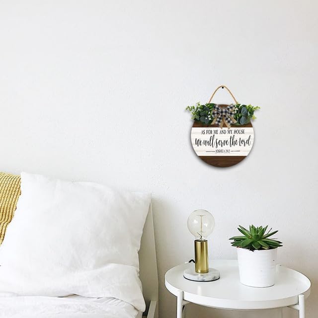 Miniatura 3 de Letrero de madera de 12 x 12 pulgadas con texto en inglés "As for Me and My House We Will Serve the Lord", letreros de madera cristiana para