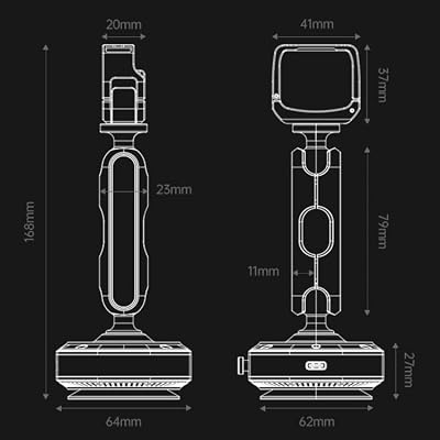 Coverzone Alüminyum Alaşımlı Şarjlı Vakumlu – DJI Osmo Pocket 3 ile Uyumlu Aksiyon Kameraları için Araba Çekim Braketi – Ayarlanabilir Açılar, Güçlü Emiş ile Düz Yüzeylerde Sabit Çekim | DJ-3