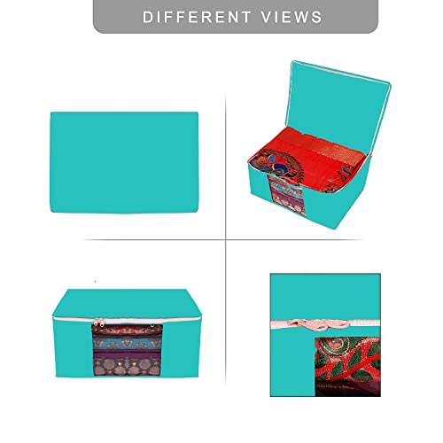 Image of AI ANKIT INTERNATIONAL Saree Cover Bag /Solid Green Saree Cover Bag /Saree Covers For Storage /Pack of 2