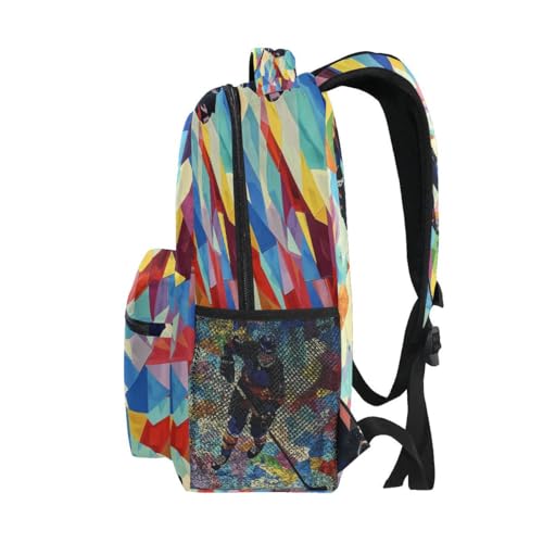 ALAZA Ice Hockey Player Abstract Backpack Daypack School Bag Travel Shoulder Bag for Students Boys Girls3