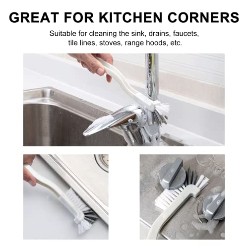 Setsail Small Scrub Brush, Medium Soft Bristles Mini Grout Brush Micro Edge Corner Cleaning Brush For Bottle, Tile Lines, Window Track, Bathroom Crevice Brush For Crevice And Narrow Space, 2 Pack #TOP4