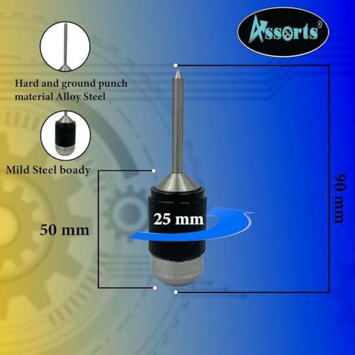 Image of Universal Transfer Center Aligner Punch with Hardened EN31 Pin | Self-Centering Hole Transfer Tool | 1 /4 inch to 5 /8 inch Range | Precision Drilling Alignment Tool for Machinists, Fabricators & Engineers