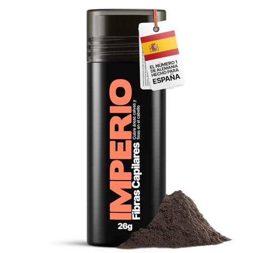 IMPERIO Fibras Capilares y Densificador de Cabello Algodón natural. Llena y engrosa su Cabello - Microfibras en Polvo - Para Mujeres y Hombres - 26g (Castaño Oscuro)