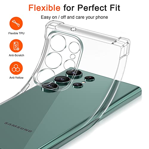 Image of Lustree Back Cover Transparent Case Compatible with Samsung Galaxy S23 Ultra | Clear + TPU Case with 4 Corner Air Cushion Protection & Camera Protection | Slim& Stylus Cover