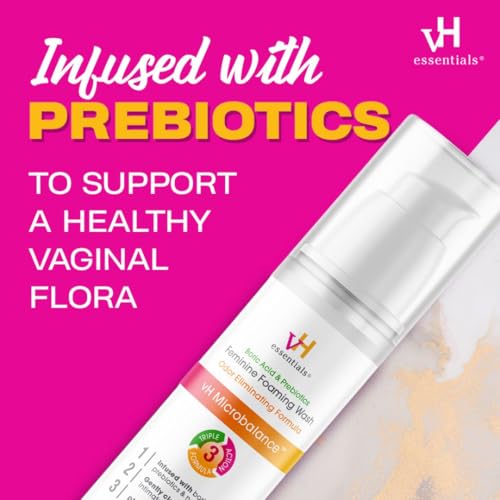 Image of vH essentials Feminine Foaming Wash with Boric Acid and Prebiotics, Odor Eliminating pH-Balanced Daily Cleanser with Lavender and Chamomile, 5 fl oz (Pack of 2)