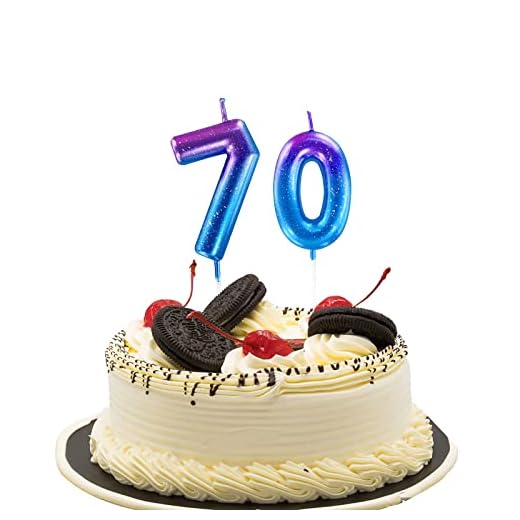 Velas de cumpleaños con números de 70 cumpleaños, decoración de cumpleaños, velas GoldRock para cumpleaños, 70, 70 cumpleaños, hombres, mujeres, velas, cumpleaños, 70 años