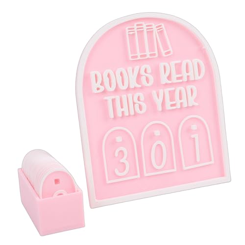 Tnfeeon Decoración Hogar Oficina y Habitación Letreros Tablero de Letras Regalos para Accesorios de Mesa de Pared Mujeres Niñas Cumpleaños Rosa 4.7 X 5.7in Rastreador de Libros, Rastreador de Libros