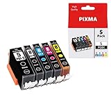 5 Packs PGI-5 CLI-8 Large Capacity Compatible Ink Cartridges with New Updated Chips for Canon PIXMA iP4200 iP4500 iP5200 MP-500 MP-530 MP-830 MP-950 MP-960 MP-970 MX-850 (BK1,Small BK1 C1 M1 Y1)