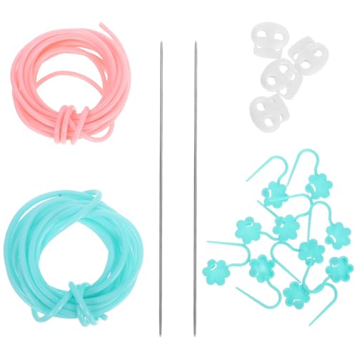 PRETYZOOM Topes para Puntos de Tejer de Plástico 2 Agujeros Tubos Sujetapuntos Flexibles en Color Rosa y Verde Agua Accesorios para Sujetar Puntos de Ganchillo y Tejer Kit Protector para