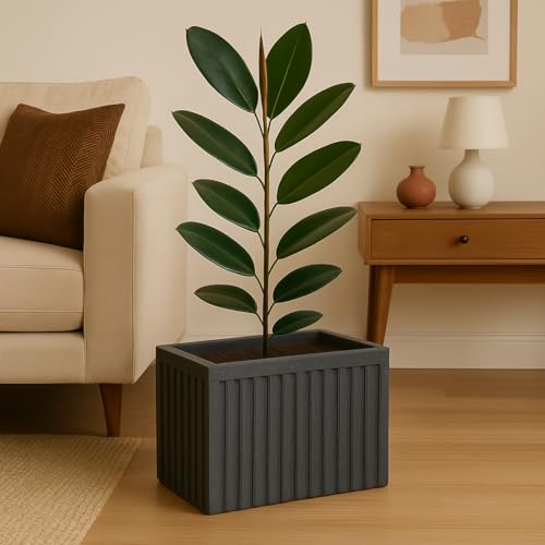 Image of Bigsmall Designed Plant Pots, Premium Durable Polymer Flower Pots for Indoor & Outdoor Plants - Lightweight, Stylish, and Weather-Resistant Garden Planters (Ripples- Grey Marble, 12 Inch)