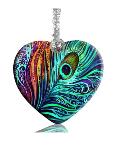 Xutai Peacock Feather Heart Christmas Tree Ceramic Ornaments Porcelain Pendant Christmas Ornament Hanging Ornament For Holiday Decoration #TOP7
