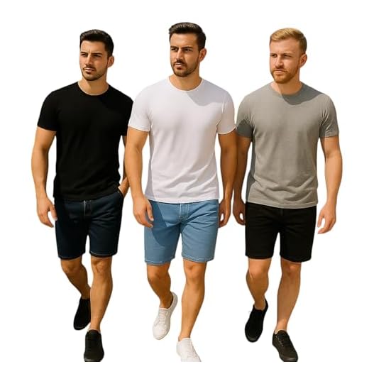 Kit 3 Bermudas JEANS LISA Masculinas Casual Elastano Short Slim 436 (BR, Numérico, 42, Regular, Regular, Sortido)