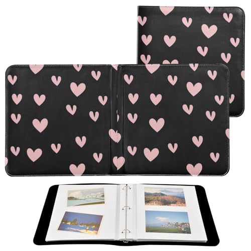 Álbum de fotos adhesivo DIY Scrapbook álbum con corazones negro día de San Valentín 3 anillos encuadernadores libro de fotos 40 páginas 8x10 para recuerdos miniatura 2