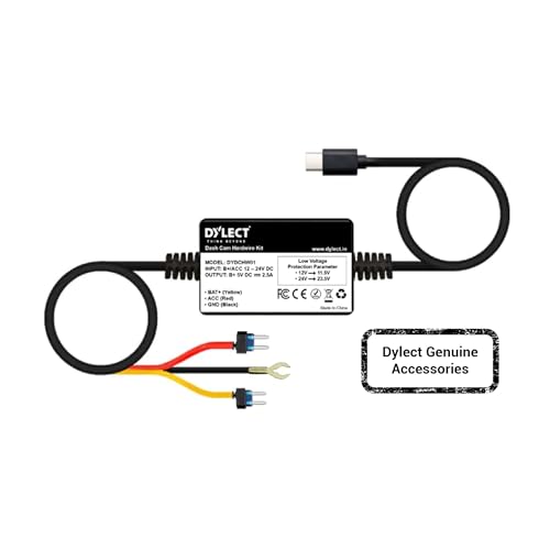 Image of Dylect Dash Cam Hardwire Kit - Universal for Brands Like 70mai, Redtiger, Qubo, Boat | 24H Parking Mode & Low Voltage Protection | 3.5M Long Cable | Compatible with Front Fuse Cars Only