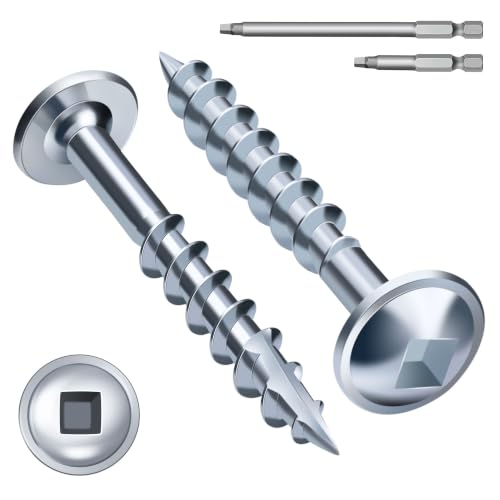 Tornillos para madera Mellewell #8 x 1-1/4" recubiertos de zinc, cabeza arandela, rosca gruesa, acero carbono, paquete de 300