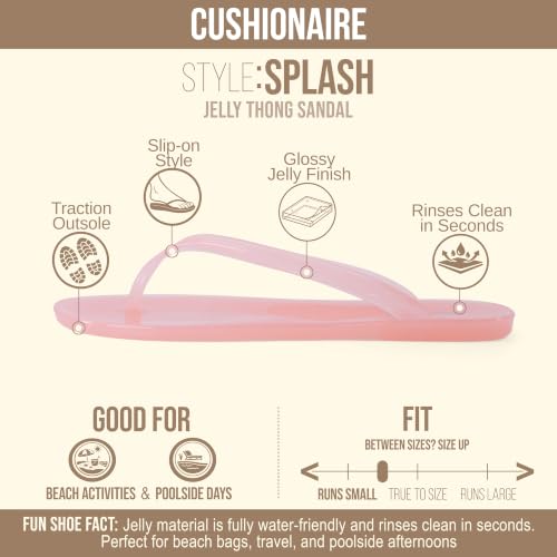 Image of CUSHIONAIRE Splash Jelly Flip Flops for Women With Flexible Sole, Glossy Jelly Finish Summer Sandals for Women