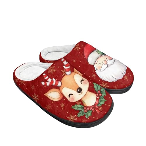 Chaussons chauds de Noël pour femme et homme pantoufles confortables pour l'hiver