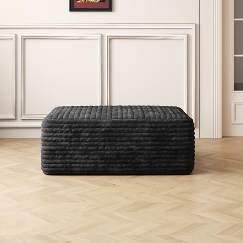 RENDGO 37.4" Cloud Boneless Sectional Couch for Ottoman,Black