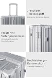 yuweijie Alu-Rahmen Handgepäck Koffer mit 4 Rollen · Hartschalen in 100% PC mit Getränkehalter · Reisekoffer TSA Schloss · Trolley für Geschäftsreisen · Silber · S-55cm