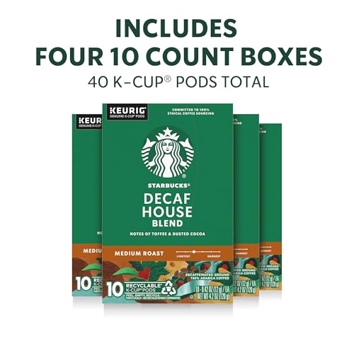 Image of Starbucks K-Cup Coffee Pods, Decaf House Blend Medium Roast, 40 Count